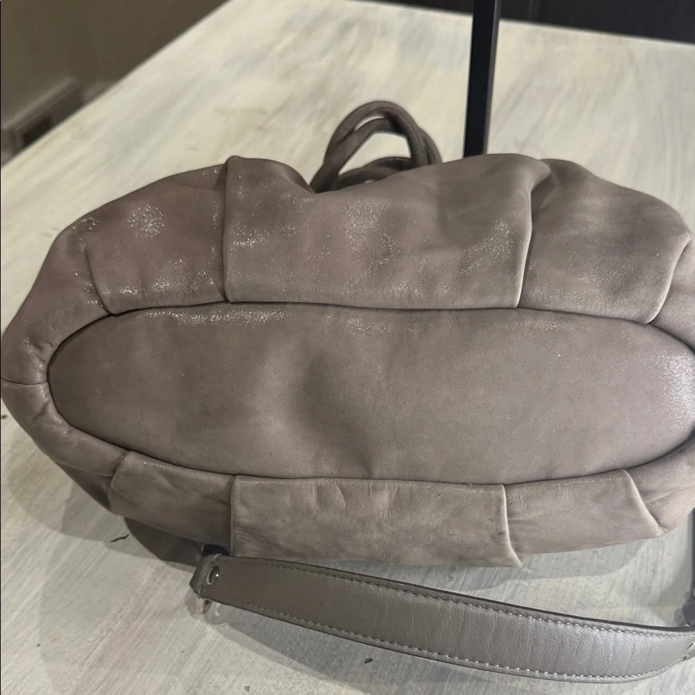 Elegant Shimmery Taupe Coach Madison Sophia Leather Handbag